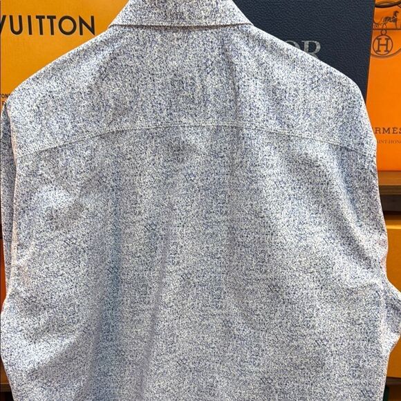 Bugatchi White and Blue Casual Button Down Shirt - Picture 6 of 7